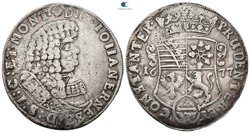 Germany. Sachsen-Neu-Weimar. Johann Ernst AD 1662-1683. 
2/3 Thaler AR 1677

...