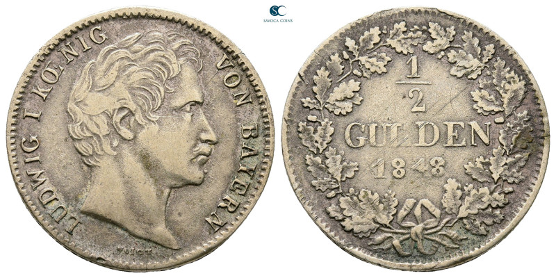 Germany. Bayern, München. Ludwig I AD 1825-1848. Contemporary forgery
1/2 Gulde...