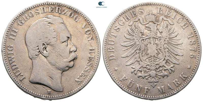 Germany. Hessen. Ludwig III AD 1848-1877. 
5 Mark AR 1875

38 mm, 27,23 g

...