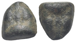 SICILY. Selinos. Circa 450-440 BC. Cast Onkia (15.2 x 14.4 mm, 5.36 g). Kantharos; pellet (mark of value) above / Selinon leaf. Calciati CNS I, 10. HG...