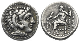 KINGS OF MACEDON. Alexander III 'the Great', 336-323 BC. Drachm (Silver, 16.21 mm, 4.23 g). Miletos, struck under Philoxenos, circa 325-323 BC. Head o...