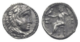 KINGS of MACEDON. Alexander III 'the Great'. 336-323 BC. Obol (Silver, 8.95 mm, 0.51 g). Sidon mint. Undated issue, struck under Menon or Menes, circa...
