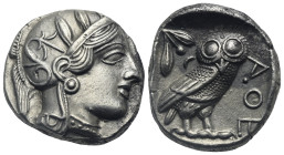 ATTICA. Athens. Circa 454-404 BC. Tetradrachm (Silver, 24.03 mm, 17.09 g) Head of Athena right, wearing crested Attic helmet decorated with palmette a...