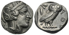 ATTICA. Athens. Circa 454-404 BC. Tetradrachm (Silver, 23.61 mm, 17.41 g) Head of Athena right, wearing crested Attic helmet decorated with palmette a...