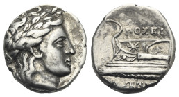 BITHYNIA. Kios. Circa 350-300 BC. Hemidrachm ? (Silver, 14.22 mm, g 2.40) struck under the magistrate Poseidonios. Laureate head of Apollo right, KIA ...
