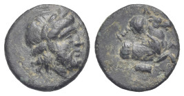 MYSIA. Adramyteion. Circa 4th century BC (Bronze, 11.59 mm, 1.18 g). Laureate male head to right. Rev. AΔ[PA[, forepart of pegasos right, ear of corn ...