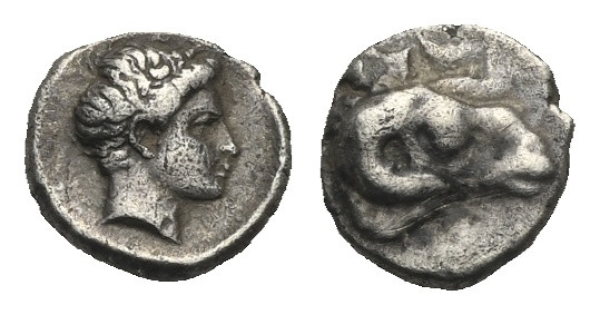 TROAS. Kebren. Circa 387-310 BC. Hemiobol (Silver, 7.07 mm, 0.35 g). Youthful ma...