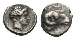 TROAS. Kebren. Circa 387-310 BC. Hemiobol (Silver, 7.07 mm, 0.35 g). Youthful male bare head right. Rev. Head of ram right. BMC 14. SNG von Aulock 762...