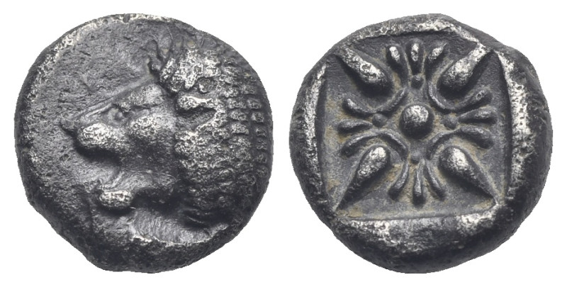 IONIA. Miletos. Circa 510-494 BC. Obol (Silver, 8.66 mm, 1.01 g). Forepart of ro...