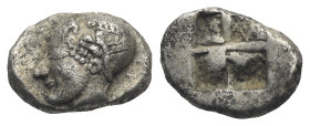 IONIA. Phokaia. Circa 521-478 BC. Diobol (Silver, 10.84 mm, 1.28 g). Head of a nymph to left, wearing a sakkos with a pearled band and a rosette earri...