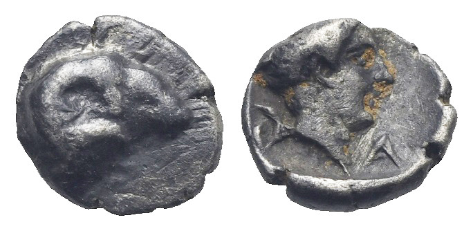 CARIA. Halikarnassos. Circa 400-340 BC. Hemiobol (Silver, 7.35 mm, 0.38 g) Head ...