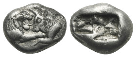 LYDIA. Kroisos and Persian rule, circa 561-546 BC. 1/3 Stater (Silver, 13.65 mm, 3.46 g). Sardes. Confronted foreparts of lion right and bull left, ea...