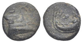 LYCIA. Phaselis. Circa 250-221/0 BC. Chalkous (Bronze, 10.41 mm, 1.29 g). Prow of galley right. Rev. ΦΑΣΗ, Stern of galley left. BMC Lycia, pl. XVI, 1...