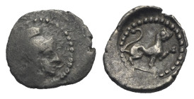 LYCIA. Tlos. Circa 425-360 BC. Hemiobol (Silver, 8.14 mm, 0.32 g). Helmeted head of Athena left, within dotted border. Rev. Lion sitting right, front ...