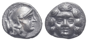 PISIDIA. Selge. Circa 350-300 BC. Obol (Silver, 9.80 mm, 0.95 g) Helmeted head of Athena right, astragalos behind her neck. Rev. Gorgoneion head facin...