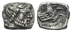 LYCAONIA. Laranda. Circa 324/3 BC. Obol (Silver, 9.26 mm, 0.56 g). Head of Herakles to right. Rev. Forepart of wolf to right; above, Λ. Göktürk 70-81....