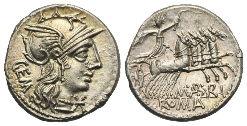 M. Aburius M. f. Geminus, circa 132 BC. Denarius, (Silver, 18.96 mm, 3.99 g), Ro...