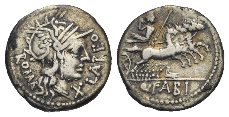 Q. Fabius Labeo, 124 BC. Denarius (Silver, 18.28 mm, 3.73 g), Rome. Helmeted hea...