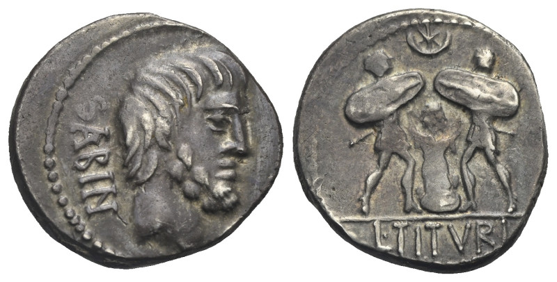 L. Titurius L. f. Sabinus, 89 BC. Denarius (Silver, 18.75 mm, 3.95 g) Rome. SABI...