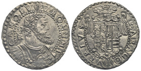 ITALY, Napoli (Kingdom). Carlo I di Spagna (Carlo V, Sacro Romano Impero). 1516-1554. AR Mezzo ducato (34.65 mm, 13.82 g). Napoli mint. Struck 1548-15...