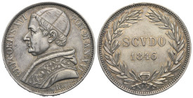 ITALY. Papal States. Gregorio XVI, 1831-1846. Scudo 1846 Anno XVI (Silver, 37.79 mm, 26.84 g), reformed coinage, Rome, GREGORIVS · XVI - PON · M · AN ...