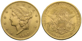 UNITED STATES OF AMERICA. 'Liberty Head' Double Eagle 20 Dollars 1897 (Gold, 34.32 mm, 33.41 g). Philadelphia, design by James Barton Longacre. Libert...