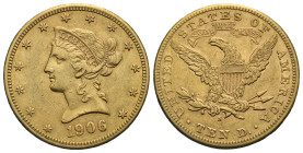 UNITED STATES OF AMERICA. 'Liberty Head' Eagle 10 Dollars 1906-S (Gold, 26.97 mm, 16.66 g). San Francisco, design by Christian Gobrecht. Liberty (coro...