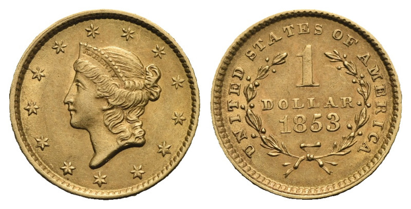 UNITED STATES OF AMERICA. 'Liberty Head' 1 Dollar 1853, Type 1 (Gold, 13.02 mm, ...