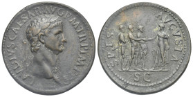 Paduan and later imitations. Claudius, 41-54. Cast "sestertius". Paduan medal after Giovanni Cavino (Bronze, 35.74 mm, 16.88 g). TI CLAVDIVS CAESAR AV...