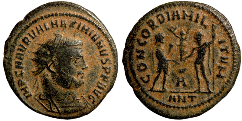 Maximianus. (285-295 AD). Æ Antoninian. Obv: IMP CMA MAXIMIANVS PF AVG. radiate ...