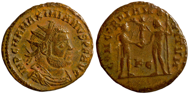 Maximianus. (285-295 AD). Æ Antoninian. Obv: IMP CMA MAXIMIANVS PF AVG. radiate ...