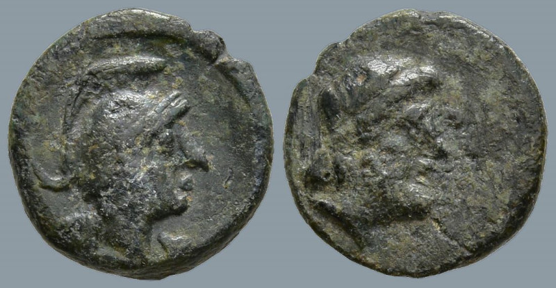 AEOLIS. Autokane. (3rd century BC)
AE Bronze (9.4mm0.65g)
Obv: Laureate head o...