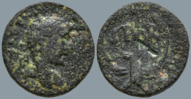 JUDAEA. Caesarea Maritima. Severus Alexander (222-235 AD)
AE Bronze (17.9mm 3.89g)
Obv: Laureate head right
Rev: SPQR within wreath supported on ea...