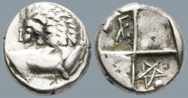 THRACE. Chersonesos. (Circa 386-338 BC).
AR Hemidrachm (13mm 2.23g)
Obv: Forepart of lion right, head reverted.
Rev: Quadripartite incuse square wi...