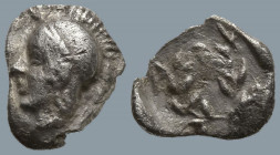 AEOLIS. Elaia. (Circa 450-400 BC).
AR Hemiobol (7.4mm 0.32g)
Obv: Helmeted head of Athena left.
Rev: Wreath.
SNG Copenhagen 164.