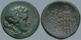 PHRYGIA. Eumeneia. (Circa 133-30 BC). Dionysios Philonidos, magistrate.
AE Bronze (23.4mm 6.87g)
Obv: Wreathed head of young Dionysos right
Rev: ΔI...