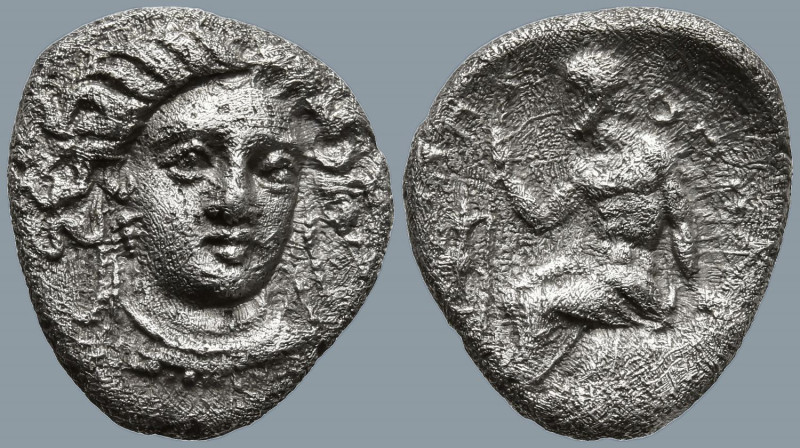 THESSALY. Gomphi-Philippopolis. (circa 350 BC).
AR Hemidrachm (15.1mm 2.62g)
O...