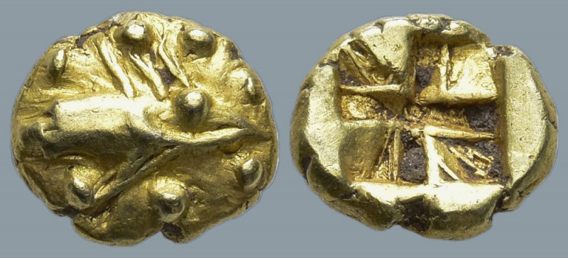 MYSIA. Kyzikos. (Circa 600-550 BC)
EL Myshemihekte or 1/24 Stater (6.6mm 0.61g)...