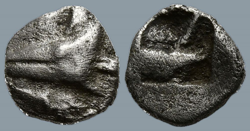 MYSIA. Kyzikos. (Circa 650-550 BC).
AR Obol (7.9mm 0.47g)
Obv: Tunny fish head...