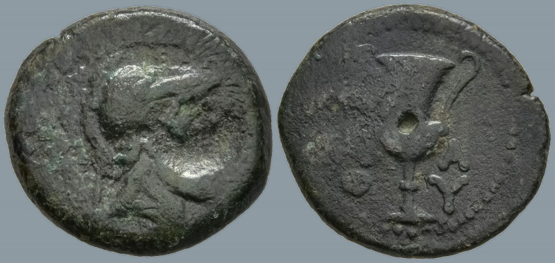 LESBOS. Methymna. (2nd-1st century BC).
AE Bronze (1.7mm 3.45g)
Obv: Head of A...