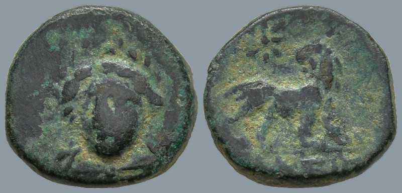 IONIA. Miletos. (circa 350-190 BC)
AE Bronze (10.5mm 1.1g)
Obv: Laureate and d...