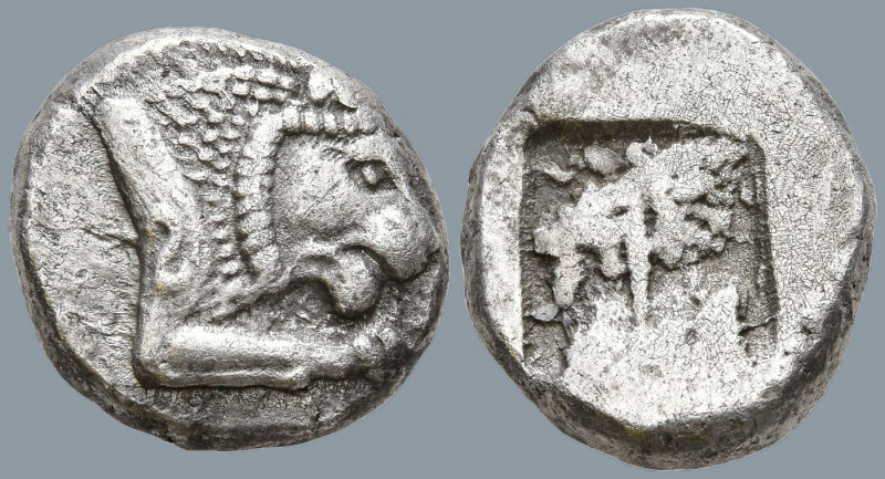 CARIA. Mylasa. (Circa 520-490 BC).
AR 1/3 Stater (14mm 3.61g)
Obv: Forepart of...