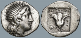 ISLANDS off CARIA, Rhodos. Rhodes. (Circa 188-170 BC). 'Plinthophoric' coinage. Onasandros, magistrate.
AR Drachm (15.8mm 2.92g)
Obv: Radiate head o...