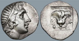 ISLANDS off CARIA, Rhodos. Rhodes. (Circa 170-150 BC). 'Plinthophoric' coinage. Agesidamos, magistrate.
AR Drachm (16.4mm 2.98g)
Obv: Radiate head o...