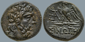 PAPHLAGONIA. Sinope. (Circa 120-80 BC).
AE Bronze (19.7mm 7.92g)
Obv: Laureate head of Zeus right
Rev: ΣΙΝΩΠΗΣ. Eagle to left on thunderbolt, head ...