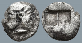 ISLANDS OFF TROAS. Tenedos. (Circa 550-470 BC)
AR Obol (8.3mm 0.49g)
Obv: Janiform head of Zeus on the left and Hera on the right.
Rev: Two incuse ...