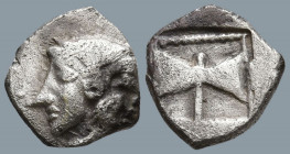 ISLANDS OFF TROAS. Tenedos. (Circa 550-470 BC)
AR Obol (8.9mm 0.54g)
Obv: Janiform head of Zeus on the left and Hera on the right.
Rev: Double axe ...