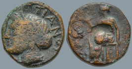 BITHYNIA. Tium. Pseudo issue (1st-3rd centuries BC)
AE Bronze (18mm 5.58g)
Obv: TIANOY. Wreathed head of female to left, wearing pendant earring, ha...