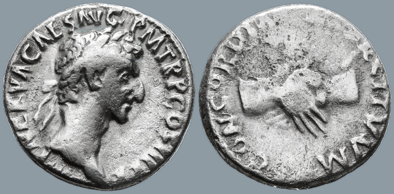 Nerva (96-98 AD). Rome
AR Denarius (16.7mm 3.11g)
Obv: IMP NERVA CAES AVG P M ...