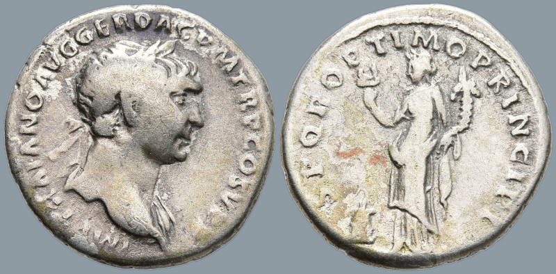 Trajan (98-117 AD). Rome.
AR Denarius (18.3mm 3.37g)
Obv: IMP TRAIANO AVG GER ...